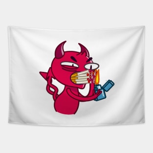 Red Devil smokes a lot Tapestry