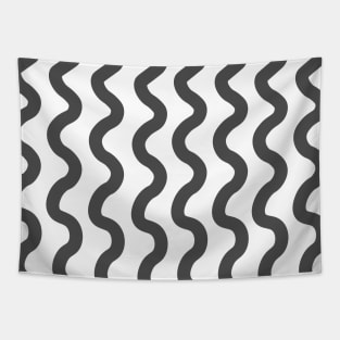 Grey vertical wavy curly lines pattern Tapestry