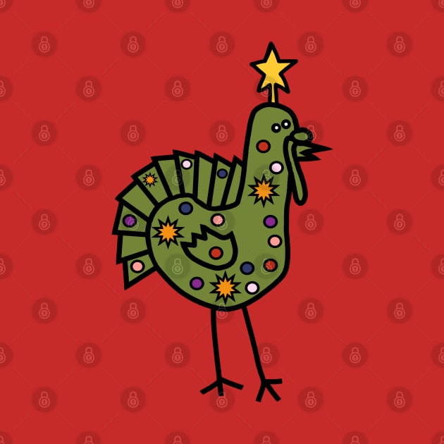 Funny Christmas Tree Thanksgiving Turkey by ellenhenryart