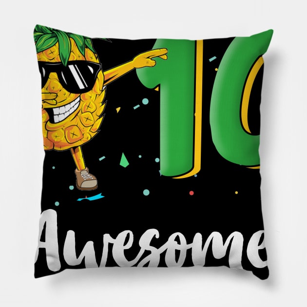 10th Birthday Pineapple Dabbing 10 Years Old Pillow by Chapmanx