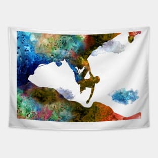 Rock climbing extreme sport man Tapestry