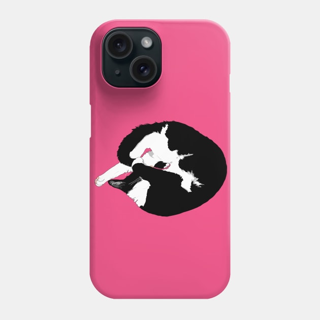 Cute Tuxedo cat sleeping Kitty Pie. Donut eat me  Copyright TeAnne Phone Case by TeAnne