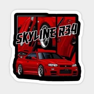 Nissan Skyline r34 GTR Red, JDM Car Magnet