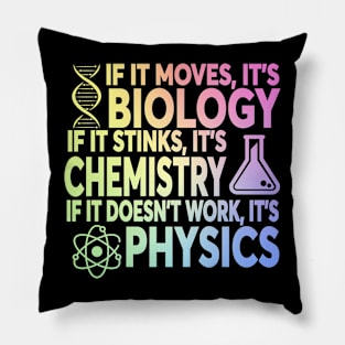 If It Moves It's Biology If It Stinks It's Chemistry If It Doesn't Work It's Physics Pillow