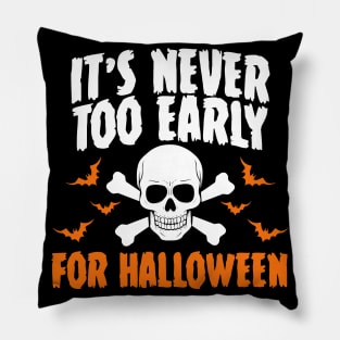 Halloween Saying with Skull and Bats Pillow