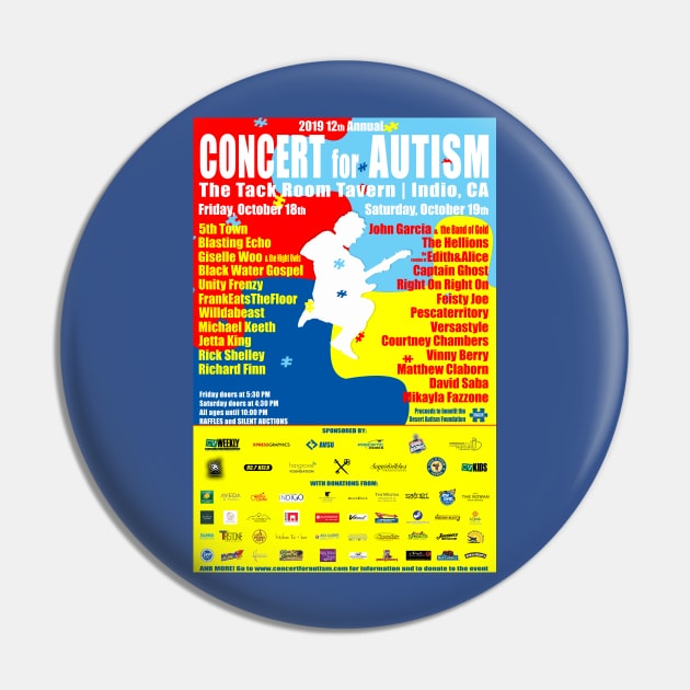 2019 12th Annual Concert for Autism Flyer T-Shirt Pin by ConcertforAutism