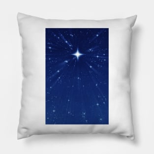 Zooming in Wishing Star or Christmas Star - Vertical Deep Blue Pillow