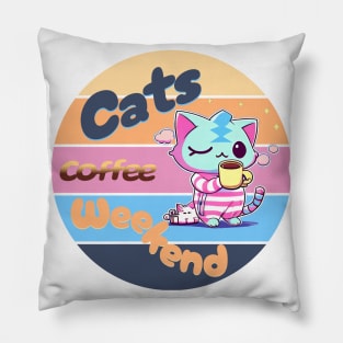 Cats coffee weekend Cute Design V2 Pillow