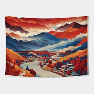 Gangwon South Korea Starry Night Travel Tourism Retro Vintage Tapestry