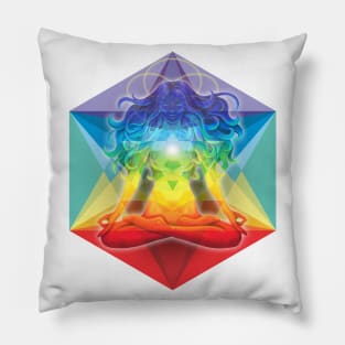 Geometric Woman with the Colors of the Chakras Pillow