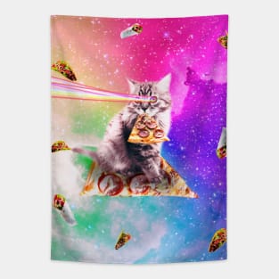 Outer Space Pizza Cat - Rainbow Laser, Taco, Burrito Tapestry