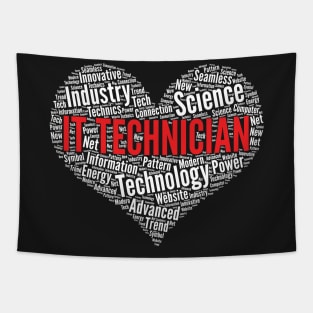 IT technician Heart Shape Word Cloud Design product Tapestry