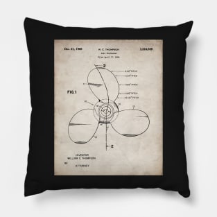 Boat Propeller Patent - Sailor Lake House Decor Art - Antique Pillow