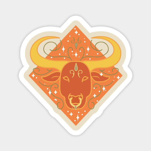 Taurus Bull (Orange) Magnet by VenusAndMoon