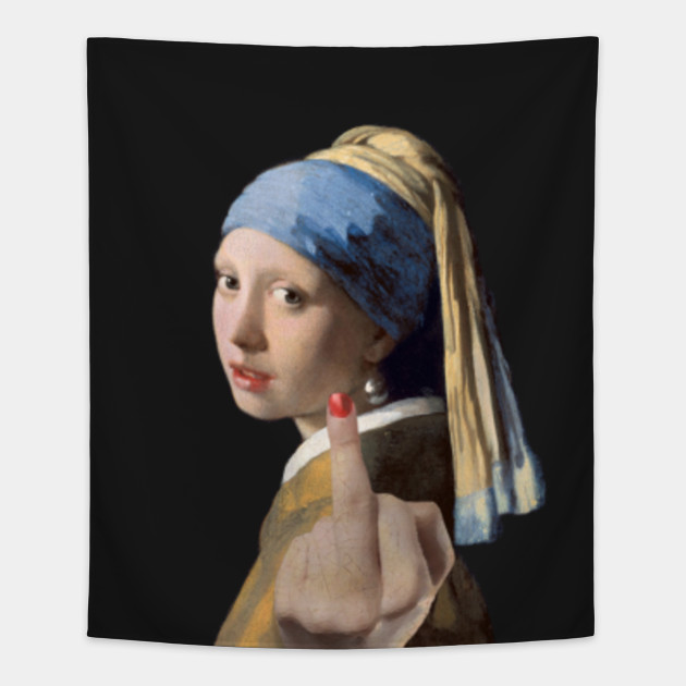 Girl with a Pearl Earring Giving the Middle Finger