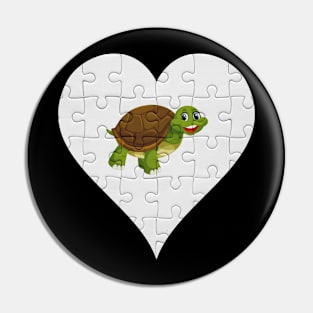 Jigsaw  Turtle Heart Design - Fish Turtle Pin