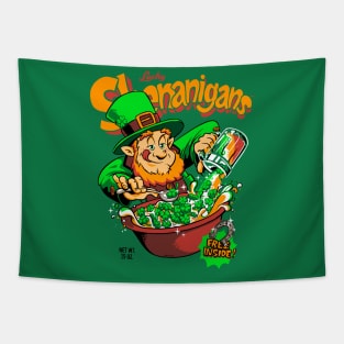 Shenanigans Lucky Leprechaun Retro Cereal Box St. Patrick's Day Tapestry