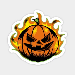 Halloween Fire Pumpkin Monster Magnet