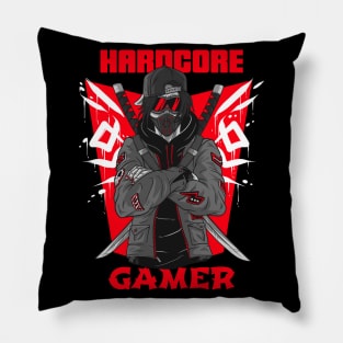 Hardcore Gamer Red Ninja Pillow