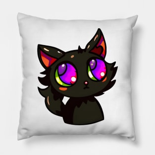 Black cat with purple eyes Pillow