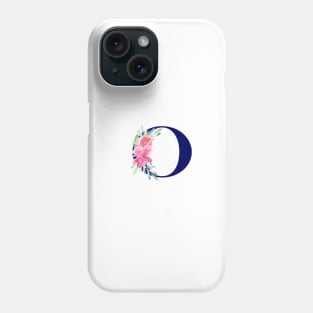 Watercolor Floral Letter O in Navy Phone Case