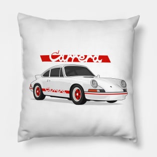 supercar 911 carrera rs turbo 1972 white red Pillow