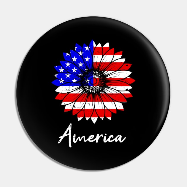 America USA Sun Flower Gift Pin by Delightful Designs