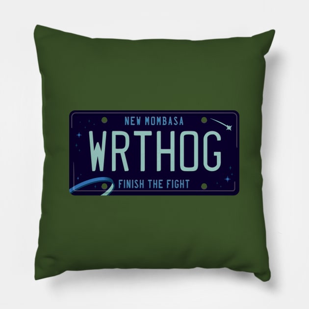 Warthog License Plate Pillow by DCLawrenceUK