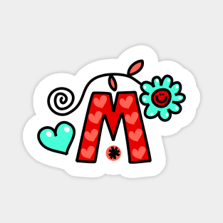 Letter M abc monogram hand drawn colorful alphabet Magnet