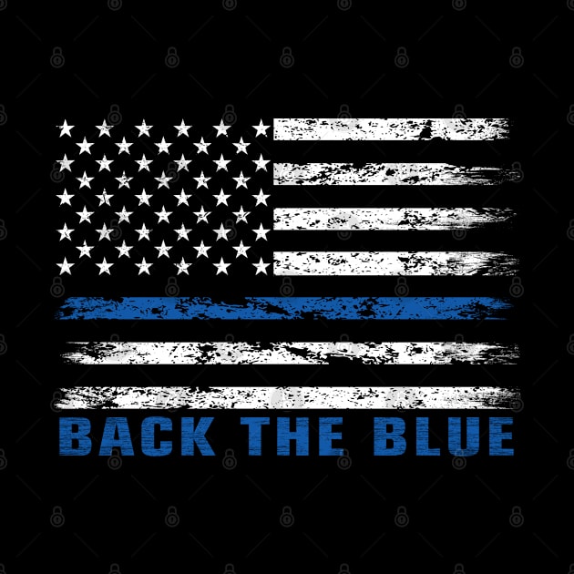 Back The Blue Thin Blue line American Flag police support by Davishasari