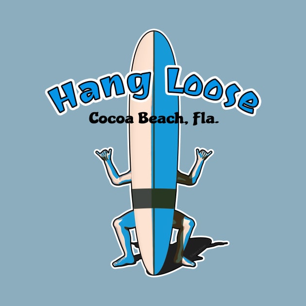 Cocoa Beach Florida Hang Loose Surfboard Shaka Man by AKdesign