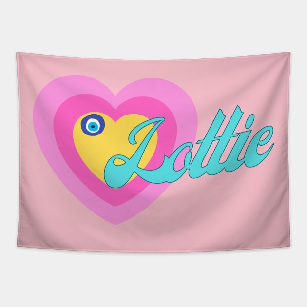 Lottie in Colorful Heart Illustration Tapestry by jetartdesign