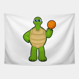 Turtle as Basketball player with Basketball Tapestry