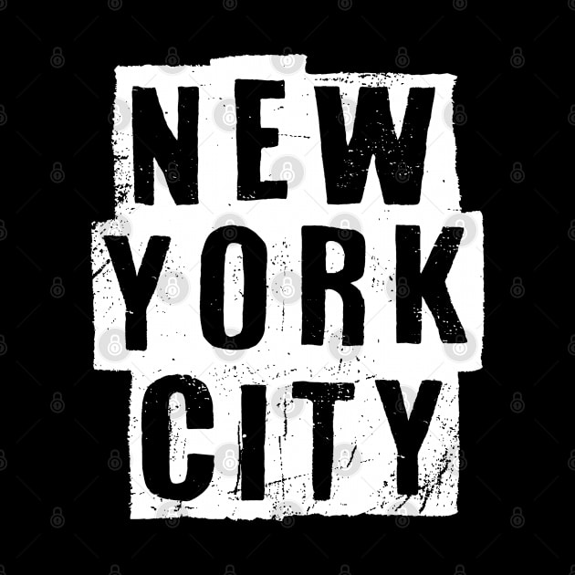 New York City - Vintage White Text by Whimsical Thinker