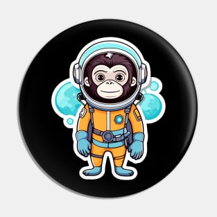 Monkey Ape Astronaut Illustration Pin