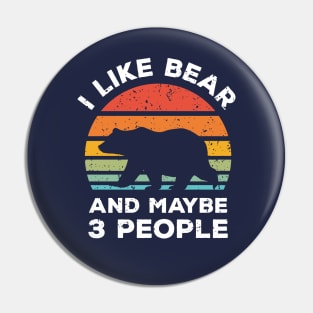 I Like Bear and Maybe 3 People, Retro Vintage Sunset with Style Old Grainy Grunge Texture Pin