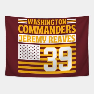 Washington Commanders Reaves 39 American Flag Football Tapestry