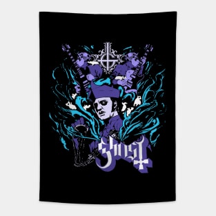 Ghost Retro Neon Purple Tapestry