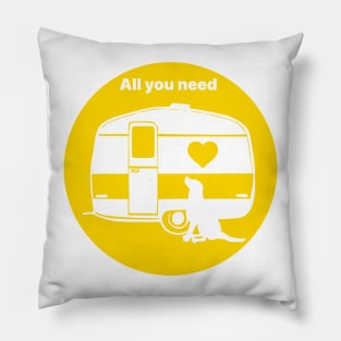 ALL YOU NEED HEART DOG CARAVAN YELLOW2 Pillow