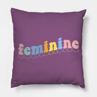 Rainbow Feminine Groovy Typography Pillow