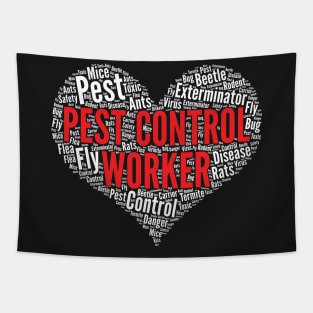 Pest control worker Heart Shape Word Cloud Design design Tapestry