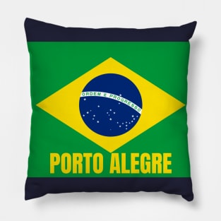 Porto Alegre City in Brazilian Flag Pillow
