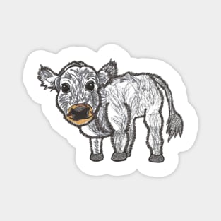 Grey fluffy cow Magnet