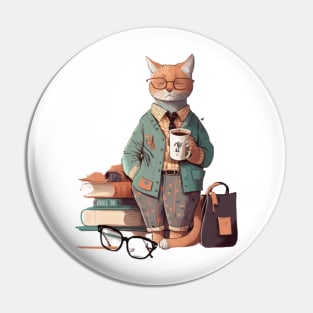 Books And Coffee And cats And Social Justice Pin