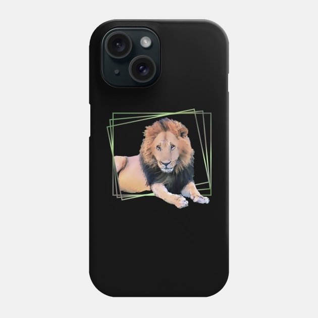 Lion drawing with graphic - big cat in Kenya / Africa Phone Case by T-SHIRTS UND MEHR