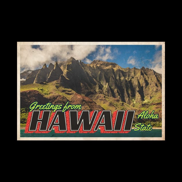 Greetings from Hawaii - Vintage Travel Postcard Design by fromthereco