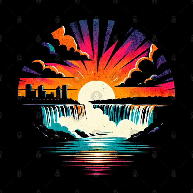 Niagara Falls Vintage Circle Design by Miami Neon Designs