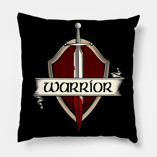 Sword Warrior Coat Of Arms Medieval Sword Fight Pillow by Foxxy Merch
