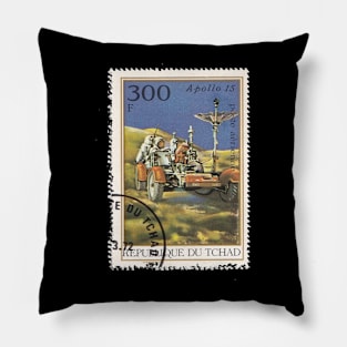 Apollo 15 Moon Buggy Vintage Postal Stamp Space Pillow