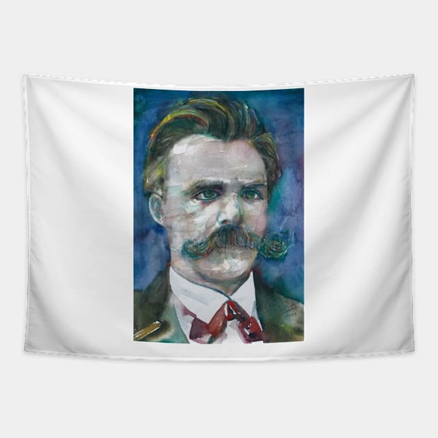 FRIEDRICH NIETZSCHE watercolor portrait.5 Tapestry by lautir